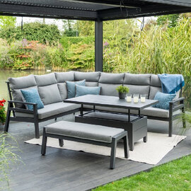 Benoit Aluminium Garden Adjustable Dining Set In Grey