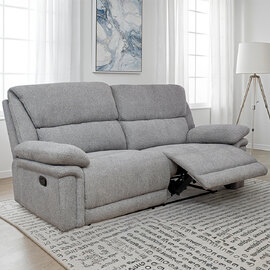 Bentley Fabric Manual Recliner 3 Seater Sofa in Grey