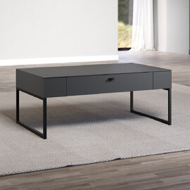Benvia Wooden Coffee Table with 1 Drawer in Anthracite and Evoke Oak