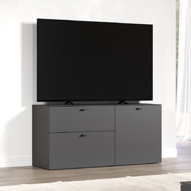 Benvia Wooden TV Stand with 2 Doors 1 Drawer in Anthracite and Evoke Oak