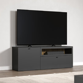 Benvia Wooden TV Stand with 2 Doors in Anthracite and Evoke Oak