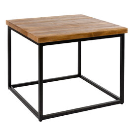 Benvor Square Rustic Pine Coffee Table with Black Frame