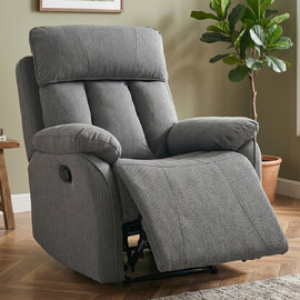 Benvro Fabric Recliner 1 Seater Sofa in Grey