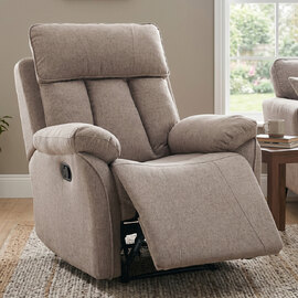 Benvro Fabric Recliner 1 Seater Sofa in Oatmeal