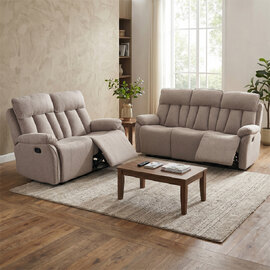 Benvro Fabric Recliner 3+2 Seater Sofa Set in Oatmeal