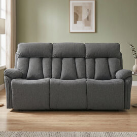 Benvro Fabric Recliner 3 Seater Sofa in Grey