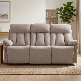 Benvro Fabric Recliner 3 Seater Sofa in Oatmeal