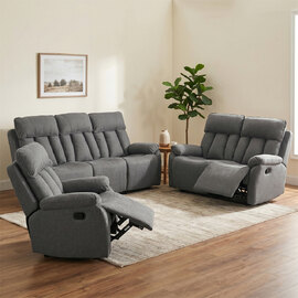 Benvro Fabric Recliner Sofa Suite in Grey