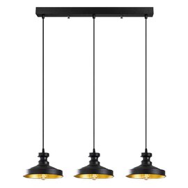 Berceste 3 Lights Vintage Metal Ceiling Pendant Light in Black