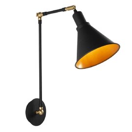Berceste Adjustable Barn Shade Metal Wall Lamp in Black