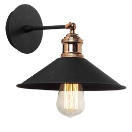 Berceste Cone Metal Wall Lamp in Black and Bronze