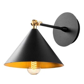 Berceste Metal Cone Wall Lamp in Black
