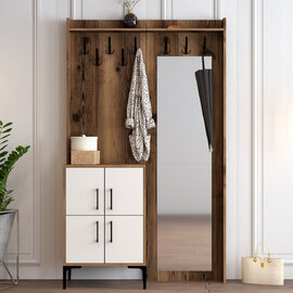 Bergen Wooden Hallway Furniture with 4 White Doors in Walnut