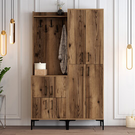 Bergen Wooden Hallway Furniture with Coat Rack in Walnut