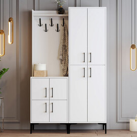 Bergen Wooden Hallway Furniture with Coat Rack in White