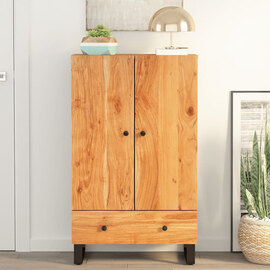 Beril Acacia Solid Wood Highboard With 2 Doors In Brown