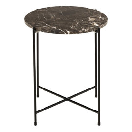 Berlin Marble Side Table Small With Metal Legs In Brown