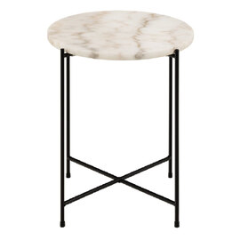 Berlin Marble Side Table Small With Metal Legs In White