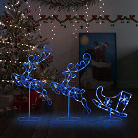 Bertram Acrylic Christmas Flying Reindeer And Sleigh - Blue LED