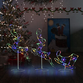 Bertram Acrylic Christmas Flying Reindeer And Sleigh - Colourful LED