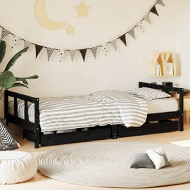 Berwyn 90x200cm Wooden Children Daybed In Black