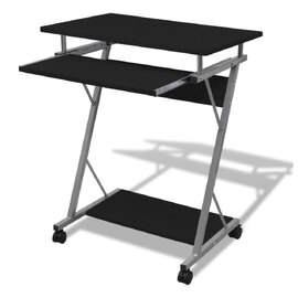 Berwyn Wooden Laptop Desk With 2 Shelves In Black