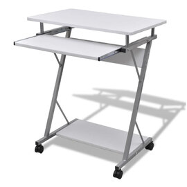 Berwyn Wooden Laptop Desk With 2 Shelves In White