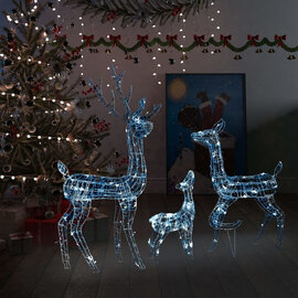 Bethany 300 LED Acrylic Christmas Family Reindeer - Cold White