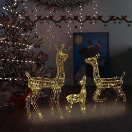 Bethany 300 LED Acrylic Christmas Family Reindeer - Warm White