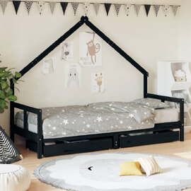 Bethel 80x200cm Wooden Children Daybed In Black