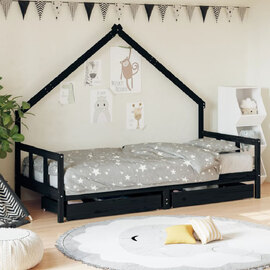 Bethel 90x200cm Wooden Children Daybed In Black