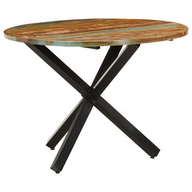 Bevis Round Small Reclaimed Wood Dining Table In Multicolour