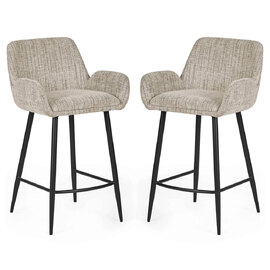Bexil Cookies and Cream Fabric Bar Stools in Pair