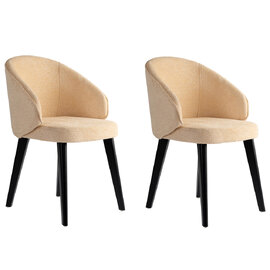 Bexley Beige Fabric Dining Chairs with Black Wooden Legs in Pair