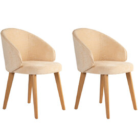 Bexley Beige Fabric Dining Chairs with Dark Oak Wooden Legs in Pair