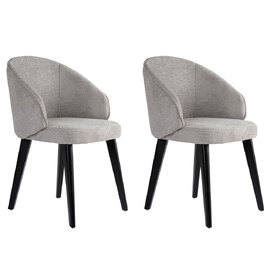 Bexley Grey Fabric Dining Chairs with Black Wooden Legs in Pair