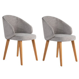 Bexley Grey Fabric Dining Chairs with Dark Oak Wooden Legs in Pair
