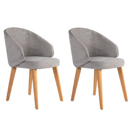 Bexley Grey Fabric Dining Chairs with Light Oak Wooden Legs in Pair
