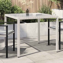 Bexter Clear Glass Top Garden Dining Table Square In White