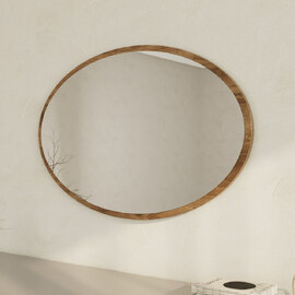 Beyo Oval Wooden Wall Mirror in Walnut