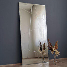 Bicdale Glass Cheval Mirror with Silver MDF Frame