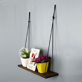 Bicdale Spruce Wood Wall Shelf in Walnut