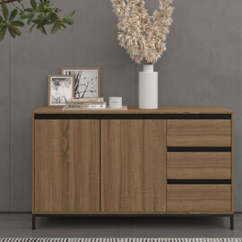 Bickston Wooden Sideboard with 2 Doors in Natural and Black