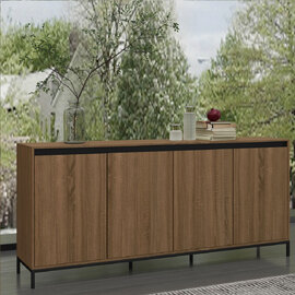 Bickston Wooden Sideboard with 4 Doors in Natural and Black