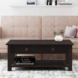Bicwell Wooden Coffee Table with 2 Drawers in Brown