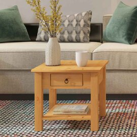 Bicwell Wooden Side Table with 1 Drawer in Natural