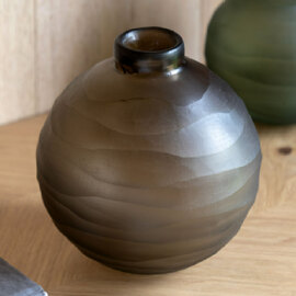 Bigfork Large Glass Globe Vase In Smoke