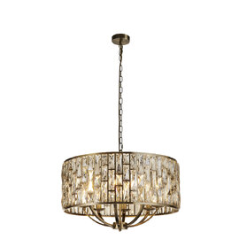 Bijou Champagne Glass Pendant Light Large In Antique Brass