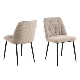 Bilbao Beige Fabric Dining Chairs With Black Legs In Pair