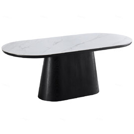 Bilbao Sintered Stone Oval Dining Table In White And Black